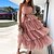 cheap Dresses-Women&#039;s Maxi long Dress Party Dress Swing Dress Pink Beige Sleeveless Lace up Mesh Layered Pure Color Strapless Spring Summer Party Party Elegant 2022 S M L XL