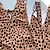 billige New Arrivals-Mor og mig Badedragt Afslappet Leopard Åben ryg Brun Uden ærmer Ferie Matchende outfits / Sommer / Trykt mønster