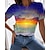 billige T-shirts-Dame T skjorte Gul Trykt mønster hav Avslappet Ferie Kortermet Rund hals Grunnleggende Hawaiisk Ferie Normal Blomster Tema Maling S