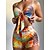 abordables Bikini-Mujer Bañadores Bikini 2 piezas Normal Traje de baño Hojas Cintura alta Naranja Escote en V Acolchado Trajes de baño Vacaciones Sensual Deportes / Con Tirantes / nuevo / Con Tirantes