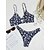 billige Bikini-Dame Badetøj Bikini 2 stk Normal badedragt Printer 2 stk Jacquard Sort Blå militærgrøn Med stropper Vatteret Badedragter Ferie Sexet Sexet
