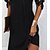 cheap Casual Dresses-Elegant Women&#039;s Black Tee Dress Casual Mini Shift Design Pure Ruched V Neck Short Sleeve
