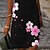 preiswerte Bedruckte Kleider-Damen Knielanges Kleid A Linie Kleid Schwarz Kurzarm Bedruckt Blumen V-Ausschnitt Frühling Sommer Personalisiert Leinen S M L XL XXL 3XL / 3D-Druck