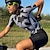 billige Cykeltøj-21Grams Dame Cykeltrøje Kortærmet Cykel Toppe med 3 baglommer Åndbart Hurtigtørrende Svedtransporende Bjerg Cykling Vej Cykling Sort Gul Marineblå Spandex Polyester Stribe Sport Tøj / Elastisk