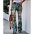 cheap Pants-Women&#039;s Fashion Casual / Sporty Print Trousers Bell Bottom Full Length Pants Micro-elastic Casual Daily Faux Denim Flower / Floral High Waist Loose Green Blue Orange Red Coffee S M L XL XXL
