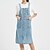 cheap Casual Dresses-Women&#039;s Knee Length Dress Shift Dress Denim Dress Blue Sleeveless Pocket Button Pure Color Square Neck Spring Summer Casual 2022 S M L XL XXL