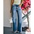 cheap Cotton &amp; Linen-Women&#039;s Pants Trousers Jeans Straight Denim Blue Fashion Mid Waist Side Pockets Casual Weekend Full Length Micro-elastic Plain Comfort S M L XL XXL / Loose Fit