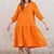 cheap Casual Dresses-Women&#039;s Knee Length Dress Linen Dress Swing Dress Khaki Orange Long Sleeve Ruffle Patchwork Pure Color V Neck Fall Winter Elegant Casual Vacation Linen S M L XL / Casual Dress