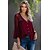 abordables Tops &amp; Blouses-Chemisier Chemise Femme Bleu Violet Rose Claire Dentelle Patchwork Plein du quotidien Fin de semaine Manches Longues Col V Vêtement de rue Casual Normal Standard S