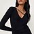 cheap Party Dresses-Women&#039;s Midi Dress Bodycon Black Long Sleeve Split Patchwork Pure Color V Neck Fall Winter Party Elegant Casual 2022 Slim S M L XL