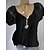 cheap Women&#039;s Tops-Women&#039;s Shirt Plain Casual Daily Short Sleeve Shirt V Neck Lace Basic Essential Elegant White Black Blue S
