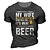 cheap T-Shirts-Men&#039;s Unisex T shirt Graphic Prints Beer Letter 3D Print Crew Neck Street Daily Short Sleeve Print Tops Casual Designer Big and Tall Sports Black Army Green Dark Gray / Summer
