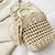 cheap Bags-Women&#039;s Straw Bag Beach Bag Straw Top Handle Bag Drawstring Bag Going out Solid Color Khaki Beige