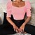 baratos Blusas de mulher-Mulheres Cortar parte superior Blusa Camisa Social Rosa Amarelo Rosa empoeirada Tecido Diário Final de semana Manga Curta Decote Quadrado Roupa de rua Casual Algodão Colheita S