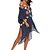 preiswerte Cover-Ups-Damen Badeanzug Zudecken Strandkleid Normal Bademode Blumen Spleißen Schwarz Weiß Marineblau V-Wire Ausschnitt Badeanzüge Urlaub Modisch neu