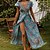 cheap Maxi Dresses-Women&#039;s Maxi long Dress Sundress Green Blue Pink Wine Sky Blue Dark Blue Red Short Sleeve Split Print Floral V Neck Spring Summer Vacation 2022 S M L XL