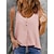 cheap Tank Tops-Women&#039;s Henley Shirt Camisole Tank Top Black White Pink Button Plain Casual Daily Sleeveless Round Neck Basic Beach S