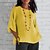 baratos Tops &amp; Blouses-Mulheres Camisa Social Blusa Tops longos de algodão Tecido Diário Amarelo Manga Longa Diário Básico Casual Gola Redonda Decote Redondo Primavera Outono