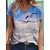 baratos T-shirts-Mulheres Camiseta Gráfico Pássaro Casual Feriado Para Noite Pintura Manga Curta Camiseta Decote V Imprimir Básico Férias Havaiana Azul S / Impressão 3D