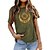 cheap T-Shirts-Women&#039;s T shirt Tee 100% Cotton Graphic Black White Army Green Print Short Sleeve Daily Going out Weekend Basic Round Neck Regular Fit