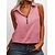 cheap Tank Tops-Women&#039;s Tank Top Camis Black Pink Wine Quarter Zip Plain Daily Weekend Sleeveless Shirt Collar Streetwear Casual Regular S