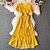 cheap Casual Dresses-2022 summer new elegant v-neck ruffled floral chiffon dress short-sleeved tie-waist slim long skirt