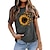 cheap Women&#039;s T-shirts-Women&#039;s T shirt Tee 100% Cotton Graphic Butterfly Sunflower Black White Yellow Print Short Sleeve Daily Going out Weekend Basic Round Neck Regular Fit