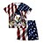 billige Tøjsæt til drenge-Amerikansk uafhængighedsdag Drenge 3D Dyr Flag T-shirt &amp; Shorts Tøjsæt Kortærmet Sommer Forår Sport Mode Sej Polyester Børn 3-13 år udendørs Gade Sport Regulær