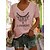 preiswerte Damen-Oberteile-Damen T Shirt Graphic Rücksichtslos Pro Reh 1973 Casual Täglich Kurzarm T Shirt V Ausschnitt Patchwork Basic Weiß Grau Rosa S