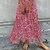 abordables Vestidos Maxi-Mujer Vestido informal vestido largo vestido largo Rosa Floral Manga Corta Primavera Verano Frunce Vacaciones Escote en Pico 2023 S M L XL 2XL 3XL