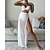 cheap Bikini-Women&#039;s Swimwear Bikini Three Piece Normal Swimsuit Pure Color Backless fold over Hole White V Wire Bathing Suits Vacation Sexy New