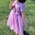 cheap Hoodies-Kids Little Girls&#039; Dress Rainbow Color Block Daily A Line Dress Mesh Print Purple Pink Knee-length Cotton Short Sleeve Beautiful Cute Dresses Spring Summer Regular Fit 2-8 Years