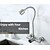 cheap Home Improvement-Single Handle Silver Kitchen Faucet Rotatable Wall Mounted 2-hole Standard Spout Stainless Steel Faucet Body with Hot and Cold Water