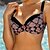 billige Bikini-Dame Badetøj Bikini 2 stk Normal badedragt Blomstret mønster Høj talje Sort Vatteret Badedragter Ferie Sexet Sport