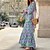 abordables Vestidos casuales-vestido casual de mujer vestido swing vestido boho vestido largo vestido maxi verde rosa manga larga estampado floral invierno otoño otoño cuello en v vestido de invierno fin de semana otoño vestido