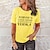 cheap T-Shirts-Women&#039;s T shirt Tee Black White Yellow Print Casual Weekend Short Sleeve Round Neck Basic Cotton Regular Today&#039;s Good Mood Is Sponsored By Vodka Painting S