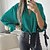 economico Tops &amp; Blouses-Per donna Blusa Camicia Verde Nero Liscio Ufficio Manica lunga Colletto Mao Streetwear Informale Standard S