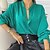 economico Tops &amp; Blouses-Per donna Blusa Camicia Verde Nero Liscio Ufficio Manica lunga Colletto Mao Streetwear Informale Standard S