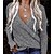 preiswerte Pullover-Damen Zur Seite fahren Pullover Volltonfarbe Leopard Kreuz und quer Strick Stilvoll Alltag Langarm Pullover Strickjacken Herbst Winter V-Ausschnitt Grau Hellgrau / Festtage / Regular Fit