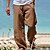 preiswerte Herrenhosen &amp; -shorts-Herren Leinenhose Hose Hosen Sommerhosen Strandhose Kordelzug Elastische Taille Gerade geschnitten Glatt Komfort Yoga Täglich Modisch Strassenmode Marineblau Schwarz