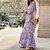 abordables Vestidos casuales-vestido casual de mujer vestido swing vestido boho vestido largo vestido maxi verde rosa manga larga estampado floral invierno otoño otoño cuello en v vestido de invierno fin de semana otoño vestido