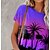 cheap T-Shirts-Women&#039;s T shirt Tee Plants Print Casual Holiday Going out Hawaiian Basic Holiday Short Sleeve Round Neck Purple