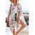 economico Women&#039;s Coats &amp; Jackets-Per donna Costumi da bagno Prendisole Top da spiaggia Normale Costume da bagno Fiore decorativo Protezione UV Stampe Verde Blu Bianco Costumi da bagno Festività Moda nuovo