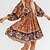 cheap Casual Dresses-Elegant Boho Swing Dress for Women Floral Brown