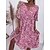 abordables Vestidos Casuales-Mujer Vestido hasta la Rodilla Vestido de una línea Rosa Manga Corta Estampado Floral Estampado Escote en Pico Primavera Verano Casual 2022 S M L XL XXL 3XL / Algodón