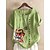 cheap Best Selling Plus Size-Women&#039;s Shirt Animal Daily Holiday Weekend Short Sleeve Shirt Round Neck Button Print Loose Green White Blue S