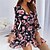 cheap Casual Dresses-Women&#039;s Casual Dress Mini Dress Black White Red Floral 3/4 Length Sleeve Summer Spring Print Vacation V Neck 2023 S M L XL XXL