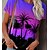 billige T-shirts-Dame T-shirt Trykt mønster Afslappet Ferie I-byen-tøj Hawaiiansk Basale Ferie Kortærmet Rund hals Lilla