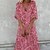 baratos Vestidos Tamanhos Grandes-Mulheres Vestido casual Vestido Longo Vestido Maxi Rosa Floral Manga Curta Primavera Verão Franzido Férias Decote V 2023 S M L XL 2XL 3XL