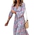 abordables Robes Décontracté-robe décontractée pour femme robe swing robe boho robe longue robe maxi vert rose à manches longues imprimé floral hiver automne automne col en v robe d&#039;hiver week-end robe d&#039;automne s m l xl